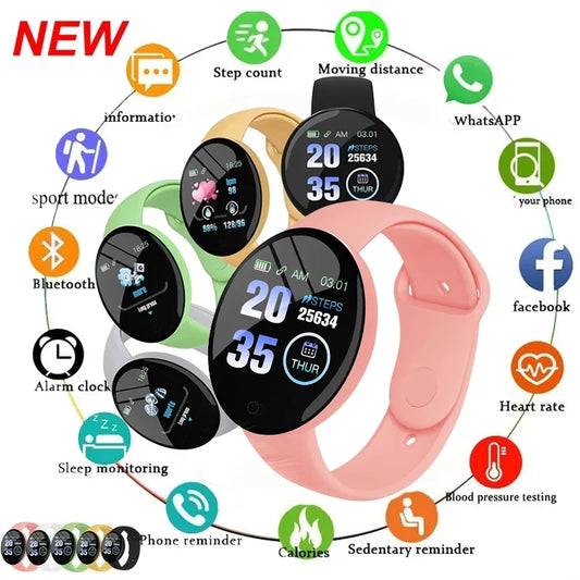 New Smart Bracelet 2025 Real Step Count Fashion Alarm Clock Watch Bluetooth Music Fitness Tracker Sports Smartwatch Android D18