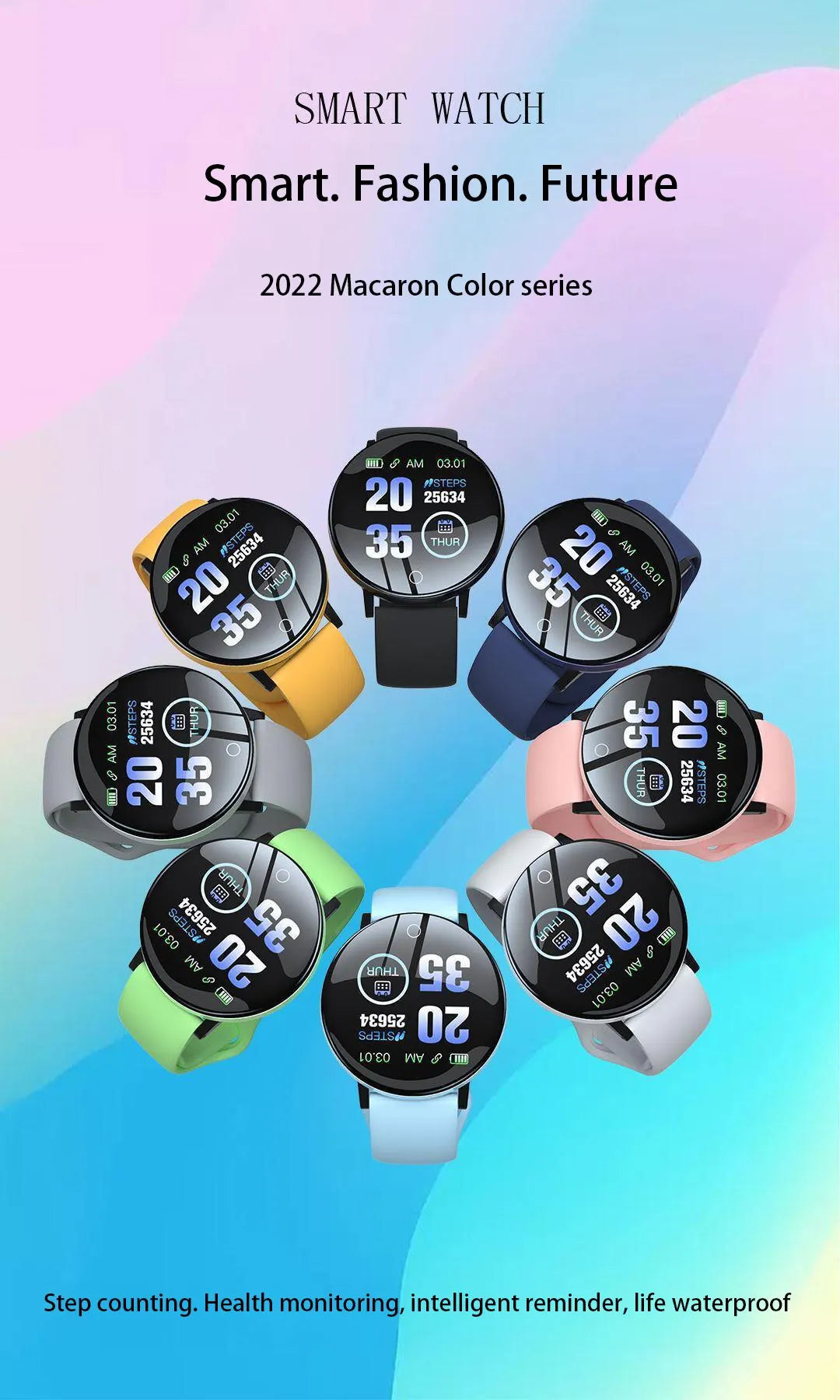 New Smart Bracelet 2025 Real Step Count Fashion Alarm Clock Watch Bluetooth Music Fitness Tracker Sports Smartwatch Android D18
