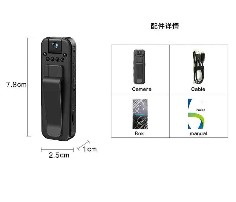 JOZUZE 1080P Sports HD Mini Camera Portable Digital Video Recorder BodyCam Infrared Night Vision Police Camcorder
