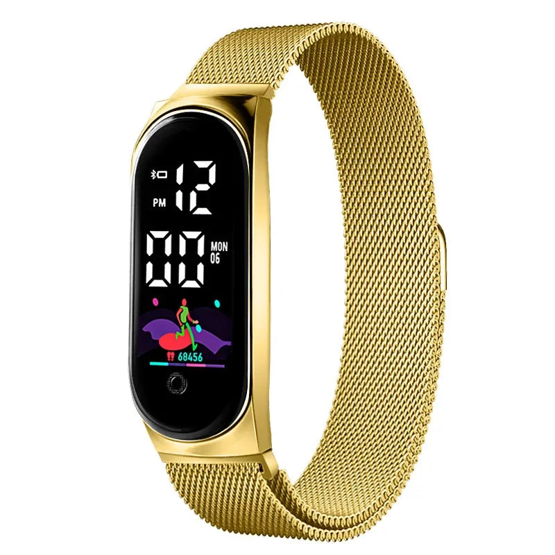 Simple LED Digital Watches for Women Luxury Metal Rose Gold Electronic Wristwatch Magnetic Loop Strap Fashion Ladies Clock Reloj
