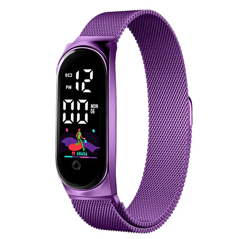 Simple LED Digital Watches for Women Luxury Metal Rose Gold Electronic Wristwatch Magnetic Loop Strap Fashion Ladies Clock Reloj