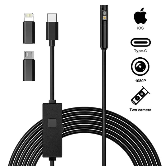 TYPE-C Endoscope HD1080P Single Dual Camera 3 IN 1 Micro USB For IOS IPhone Android Phones Waterproof Pipe Inspection Borescope