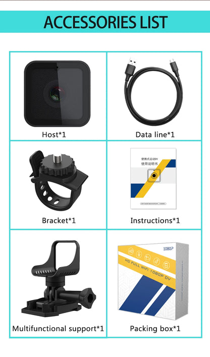 1080P high-definition wireless small camera, WiFi hotspot mini DV camera, outdoor sports camera, motorcycle driving recorder