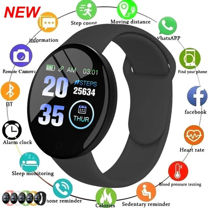 New Smart Bracelet 2025 Real Step Count Fashion Alarm Clock Watch Bluetooth Music Fitness Tracker Sports Smartwatch Android D18