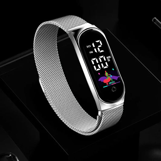 Simple LED Digital Watches for Women Luxury Metal Rose Gold Electronic Wristwatch Magnetic Loop Strap Fashion Ladies Clock Reloj