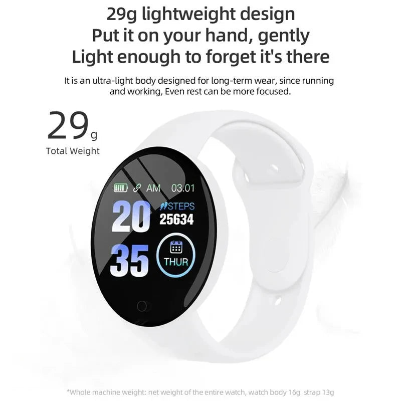 New Smart Bracelet 2025 Real Step Count Fashion Alarm Clock Watch Bluetooth Music Fitness Tracker Sports Smartwatch Android D18