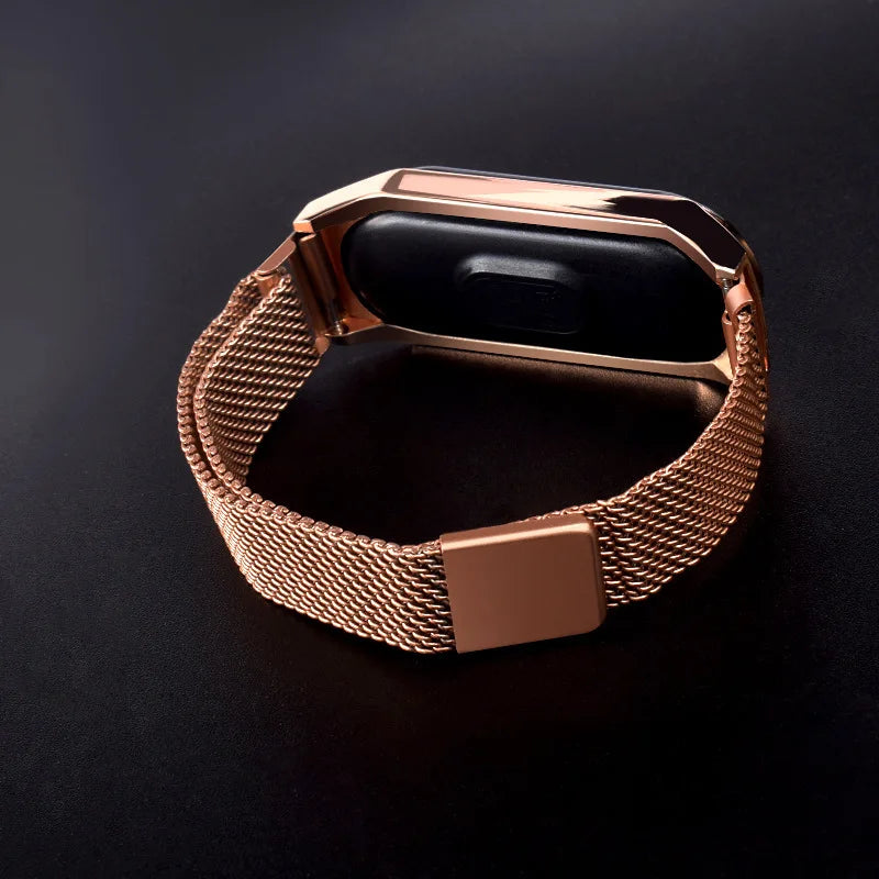 Simple LED Digital Watches for Women Luxury Metal Rose Gold Electronic Wristwatch Magnetic Loop Strap Fashion Ladies Clock Reloj