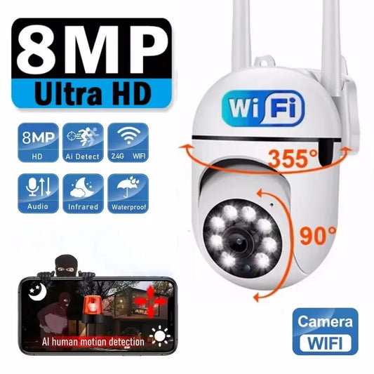 8MP Wifi IP Outdoor Wireless Security Surveillance PTZ Camera 4X Zoom Cameras AI Human Tracking Two-way Audio HD Night Color Cam