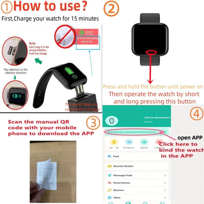 השעון החכם 116 פלוס D13 Y68 ספורטיבי מד כושר צג מעקב קצב לב ועוד Smartwatch שעון