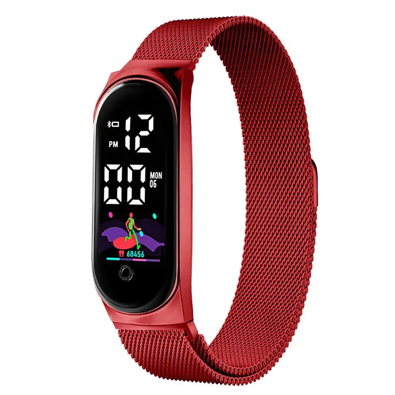 Simple LED Digital Watches for Women Luxury Metal Rose Gold Electronic Wristwatch Magnetic Loop Strap Fashion Ladies Clock Reloj