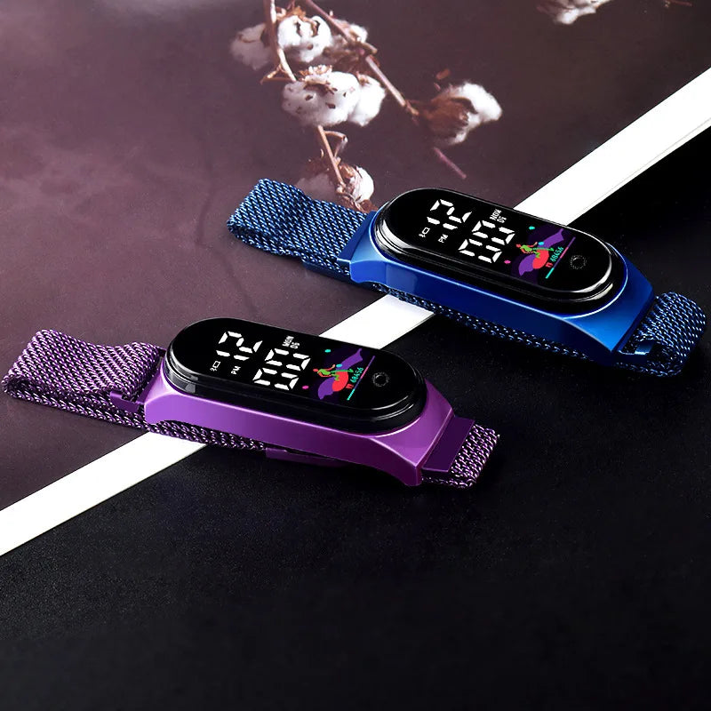 Simple LED Digital Watches for Women Luxury Metal Rose Gold Electronic Wristwatch Magnetic Loop Strap Fashion Ladies Clock Reloj